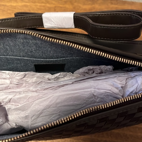 NWT Clare V Moyen Messenger Mahogany Nappa & Suede Woven Checker - Picture 9 of 9